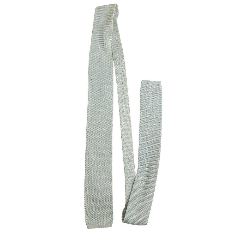 Guy Laroche Mens Light Blue 100% Cotton Knit Skinny‎ Tie Made in Italy